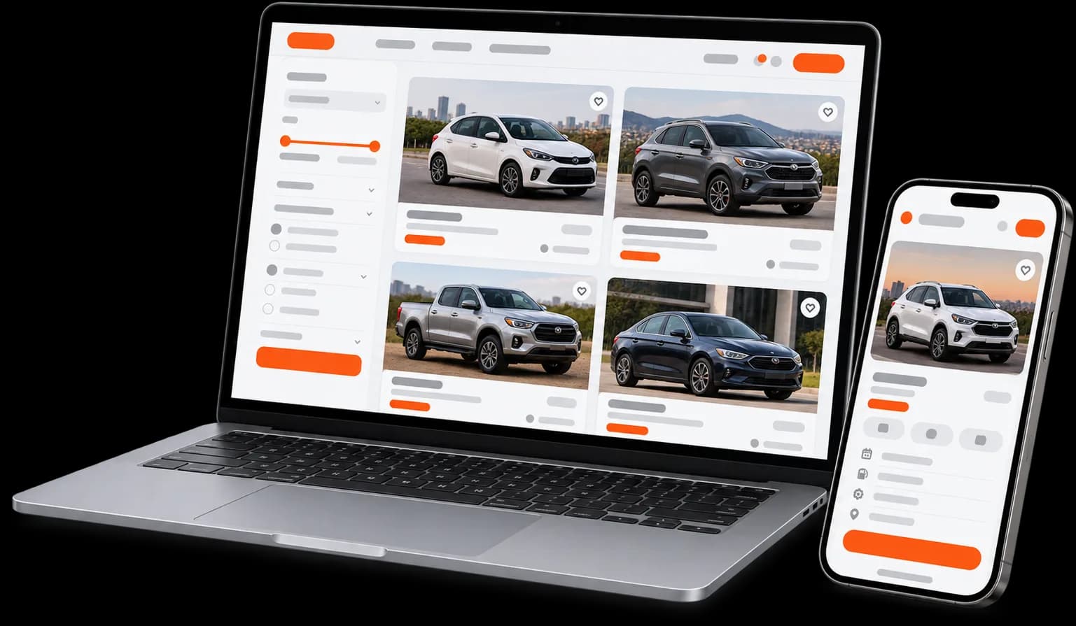 Estoque de uma loja anunciado no RegionalAuto, no computador e no celular